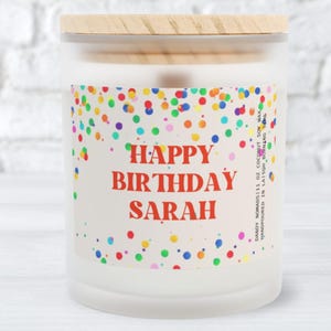 Custom Name Birthday Candle, Funny Birthday Gift for Her, Personalized Best Friend Birthday Gift Scented Candle Frosted Glass Happy Birthday