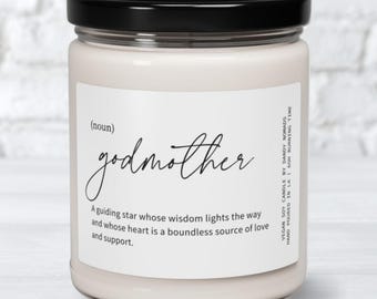 Godmother Candle, Becoming A Godmother Candle, God Mother Gift Idea Godmother Proposal God Parents, Scented Soy Candle, Godparent Proposal