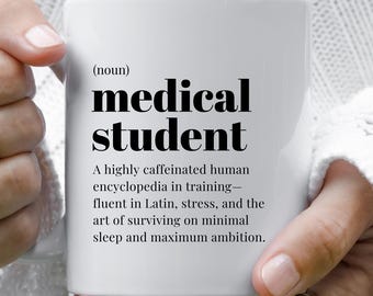 Medical Student Gift, Ceramic Coffee Mug Gift for Med School, Funny Medicine Student Coffee Cup with Coaster, Medical School Acceptance Gift