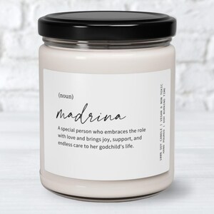 Bougie Madrina, cadeau marraine, bougie parfumée marraine, idées cadeaux de proposition de Madrina, cadeau marraine, la meilleure Madrina de tous les temps, faire-part Madrina