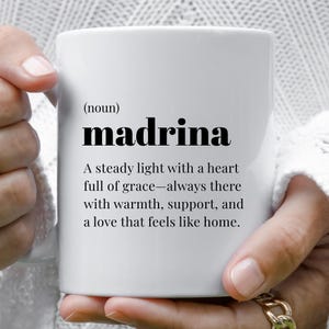 Madrina Mug, Godmother Gift, Ceramic Mug and Coaster Gift for Spanish Godmother Birthday Gift, Madrina Christmas Gift, Madrina Definition