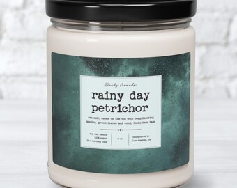 Rainy Day Petrichor Candle, The Smell of Earth After Rain, Gift for Her, Spring Fall Scented Candle, Home Spa Fresh Rain Scent, Aromatherapy