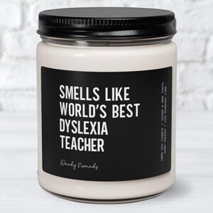 Dyslexia Teacher Candle, Reading Teacher Gift Idea, Dyslexia Specialist Appreciation image 1