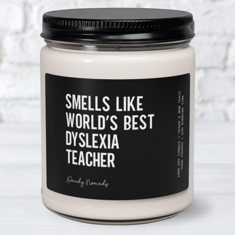 Dyslexia Teacher Candle, Reading Teacher Gift Idea, Dyslexia Specialist Appreciation image 1