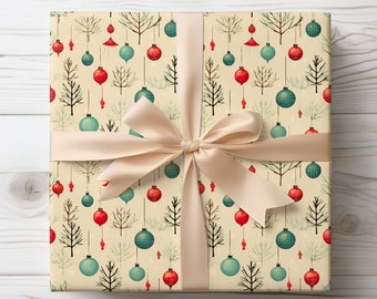 Vintage Christmas Wrapping Paper, Christmas Gift Wraps, Holiday Gift Wrap Roll, Retro Christmas Wrapping Paper, Holiday Wrapping Paper