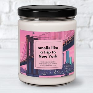 Pink New York Candle, New York Gift for Her, Cute New York Gift, New York City Decor, NYC Surprise Birthday Gift Girls Trip to New York Gift