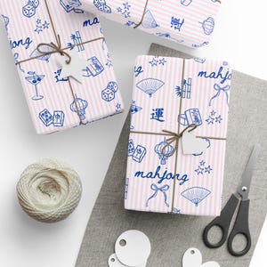 Mahjong Gifts Wrapping Paper, Mahjong Lover Gift Wrap, Mahjong Party Decor, Mahjong Themed Paper, Cute Mah Jongg Packaging image 5