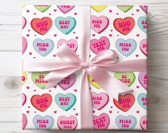 Hearts Gift Wrap, Valentines Day Wrapping Paper for Boyfriend or Girlfriend