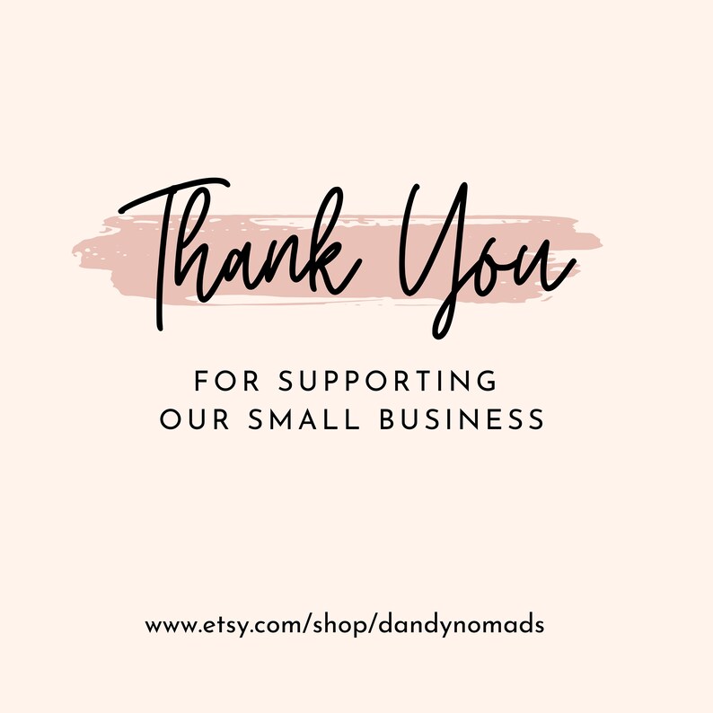 the words thank you for supporting our small business