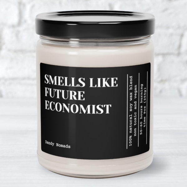 Smells Like Future Economist Candle, Scented Soy Candle, Graduation Gift, Economics Degree, Finance Degree Student, Economics Graduation