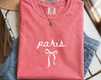 Paris Coquette Bow Shirt, France Travel Women Tee, Comfort Colors Tee