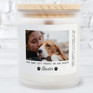 Custom Memorial Candle for Dog, Custom Photo Pet Remembrance Candle, In Loving Memory, Pet Loss Grief Gift, Personalized Pet Memorial Gift