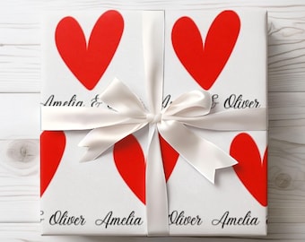 Custom Valentines Wrapping Paper, Personalized Couples Gift Wrap Roll, Anniversary Gift Wrap, Engagement Gift Wrap, Custom Names Wraps