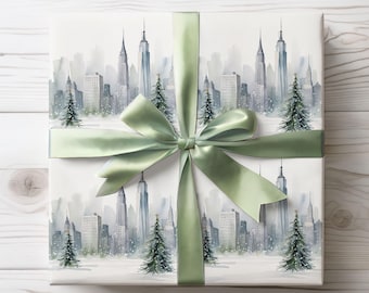 Christmas in New York Wrapping Paper, NYC Gift Wrap, Winter Wrapping Paper Rolls, Holiday Paper, New York City Gift Wrap Xmas Wrapping Paper