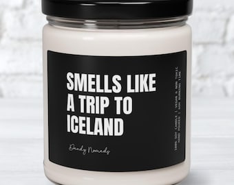 Iceland Scented Candle, Iceland Home Decoration,  Iceland Vacation Souvenir, Surprise Trip,  IcelandThemed Gift, Destination Reveal Gift
