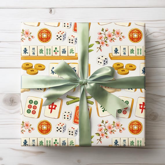 Mahjong Gift Wrap, Mah Jongg Wrapping Paper, Mahj Lover Gift