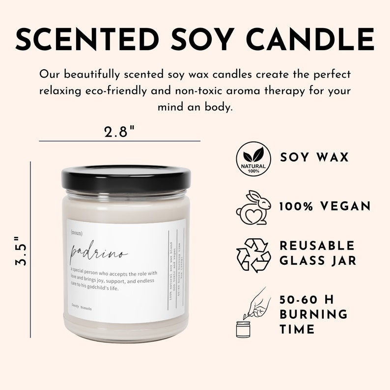 Padrino Definition Candle, Godparent Proposal Gift, Baptism Gift