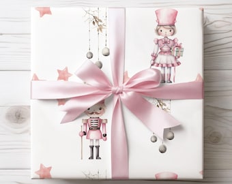 Pink Nutcracker Gift Wrap, Holiday Wrapping Paper, Cute Gift Wrap for Girls Wrapping Paper Seasonal Gift Wrap Girly Christmas Wrapping Paper