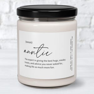 Auntie Definition Candle, Auntie Gift, Aunt Reveal, Pregnancy Announcement, New Auntie Gift, Birthday Gift Ideas for Aunts, Aunty Birthday