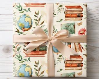 Book Gift Wrap for Reader, Bookish Wrapping Paper, Pretty Birthday Gift Wrap for Book Lover, Cute Wrapping Paper for Her, Mother's Day Gift