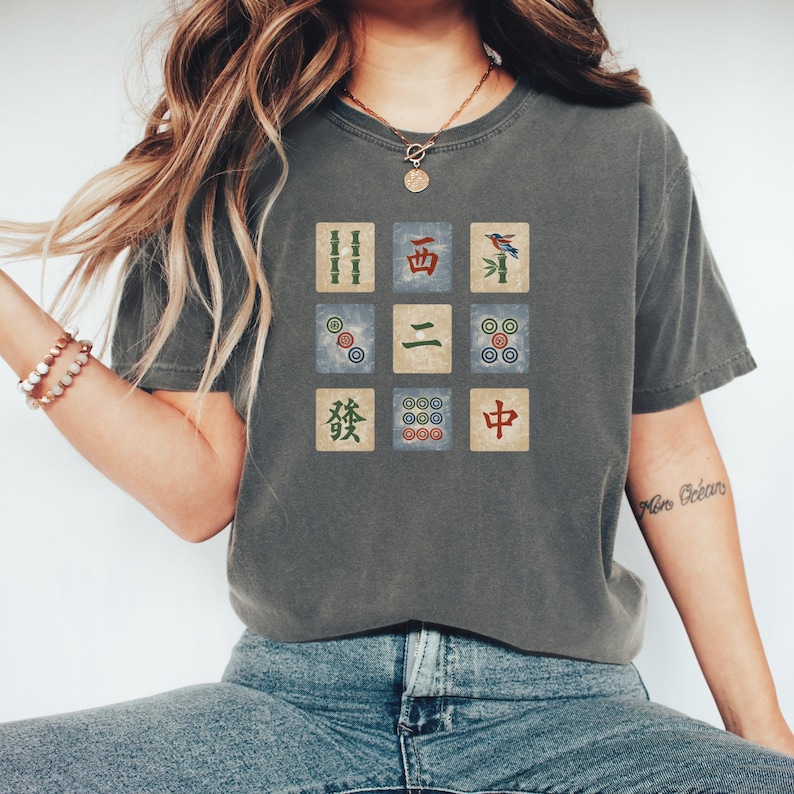 Vintage Mahjong Tiles Shirt, Mah Jongg Tile Art Tee, Retro Mahjong Player Gift, Mahjong Game Night Shirt, Mahjong Lover Graphic Tee Pepper