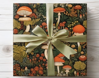 Cottagecore Wrapping Paper Mushrooms, Fall Birthday Gift Wrap, Christmas Gift Wrap Roll, Mushroom Forest Gift Wrap, Autumn Wrapping Paper