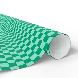 Green Checkered Wrapping Paper, Retro Gift Wrap, Colorful Holiday Gift Wrap, Modern Gift Wrap Roll, Christmas Gift Wrapping Paper for Him afbeelding 3