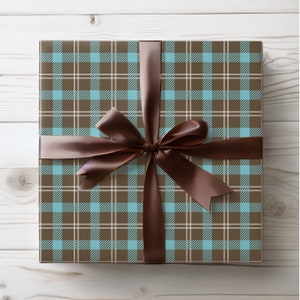 Plaid Wrapping Paper, Blue Plaid Gift Wrap Holiday Wrapping Paper Fall Birthday Gift Wrap Roll Christmas Wrapping Paper Checkered Gift Wrap
