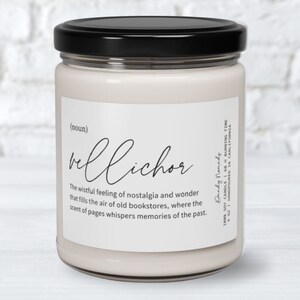 Vellichor Candle, Gift for Book Lovers, Bookish Candle Vellichor Defnition Candle Gift for Bookworm Gift for Reader Scented Candle Bookstore