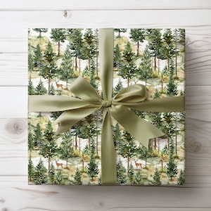 Green Wrapping Paper, Forest Gift Wrap, Nature Wrapping Paper, Christmas Gift Wrap Roll, Birthday Gift Wrap for Nature Lover, Tree Gift Wrap