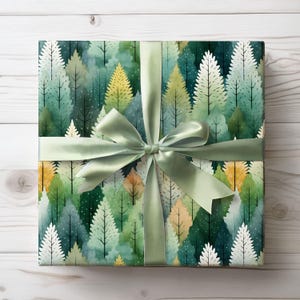 Forest Gift Wrap, Green Wrapping Paper for Nature Lovers, Fall Birthday Gift Wrap Rolls, Outdoor Lover Gift Wraps, Hloiday Wrapper for Him