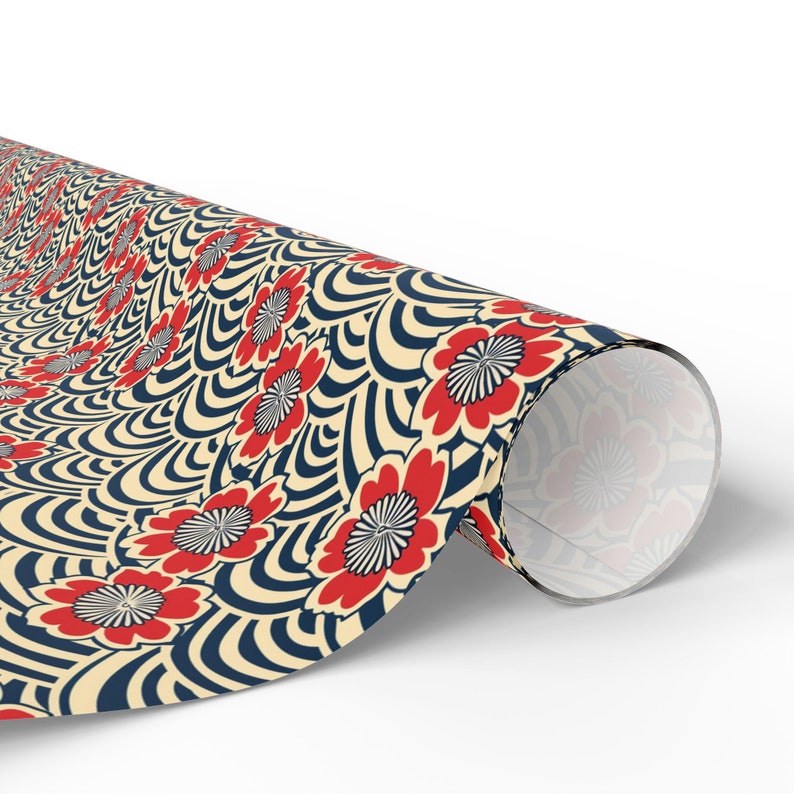 Papel de regalo japonés, papel de regalo con paisaje japonés, papel de regalo de cumpleaños, rollo de papel de regalo elegante, papel de regalo festivo para ella imagen 4