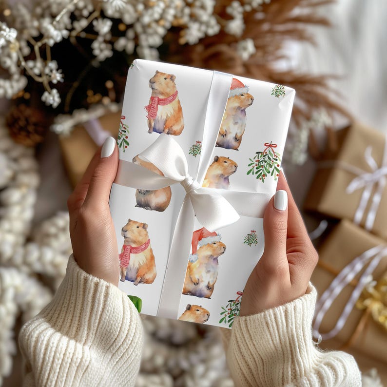 Capybara Christmas Gift Wrap, Capybara Wrapping Paper Rolls, Cute ...