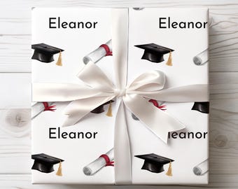 Custom Name Graduation Gift Wrap, Personalized College Graduate Wraping Paper, Grad Party Wrapper