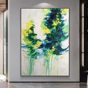 Green and Yellow Handmade Abstract Tree Art | Textured Canvas Art | Inspired by Nature