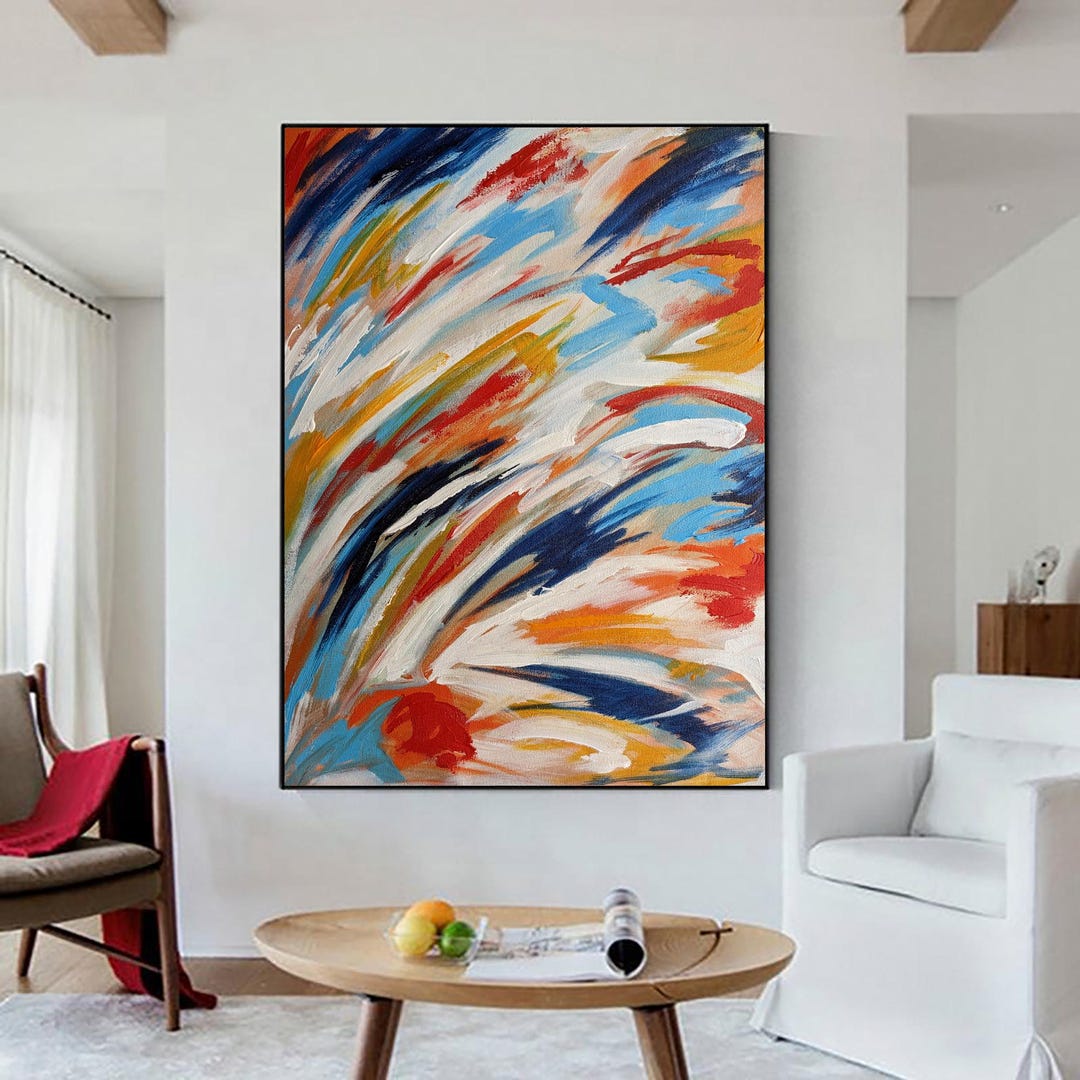 Large Modern Abstract Colorful Wall Art – Handmade Meaningful Canvas ...