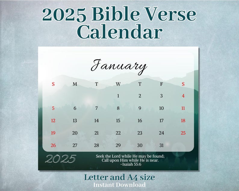 2025 Calendar Bible Verse Template Nature Calendar 2025 Planner Desk 2025 Calendar Bible Verse Template Nature Calendar 2025 Planner Desk