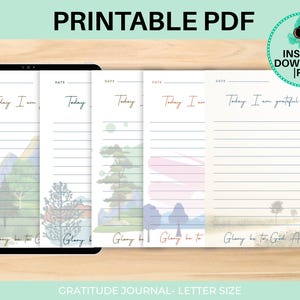 Inserto imprimible para diario de gratitud, página de agenda cristiana con renglones, hoja de reflexión "Gloria a Dios solamente", descarga digital en PDF.