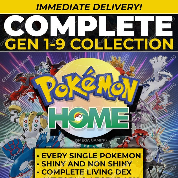 Pokemon Home COMPLETE Gen 1-9 Dex | Shiny + Non Shiny | Scarlet & Violet, Pokemon Sword Shield, Legends Arceus, BDSP | Legendary, DLC, Forms