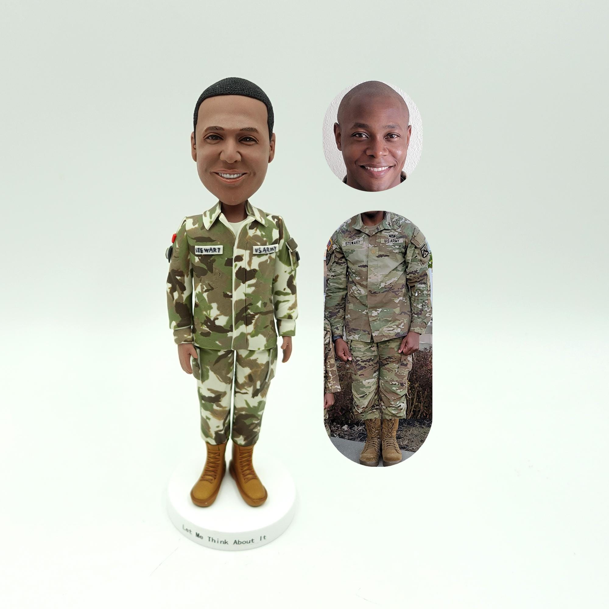 Custom Military Bobblehead: Camouflage Soldier Figurine, Retirement Gift
