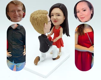 Figura cabezona de pareja personalizada: figura personalizada para propuesta de matrimonio, adorno para tarta de compromiso