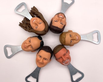Personalised Bride and Groom Facial Bottle Opener, Customised Best Man Group Bobble Head Beer Bottle Opener, Personalised Wine Stopper