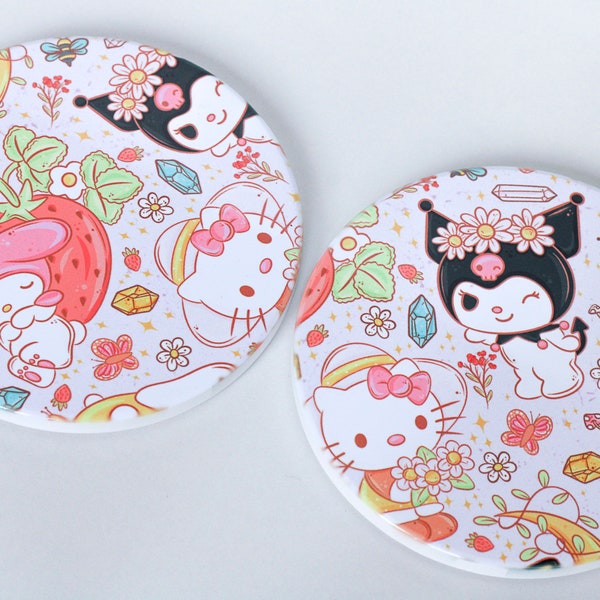 Ceramic Coaster | Kawaii Anime Gaming Inspired | Decorative Coaster with Protective Cork