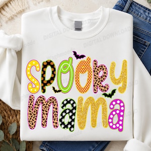 Spo-oky Mama Png, Preppy Halloween Png, Colorful Boutique Png Design, Trendy Ghost Mom Png, Spo-oky Season Png, Retro Halloween Png