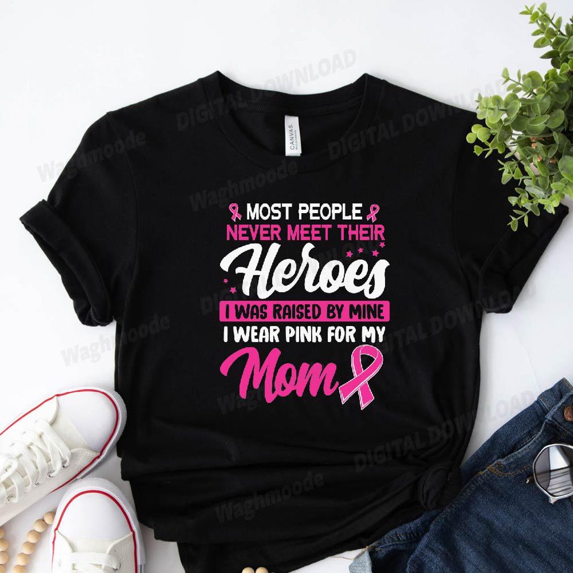 Raised by My Heroe Pink for Mom Breast-cancer-awareness Svg, Pink ...