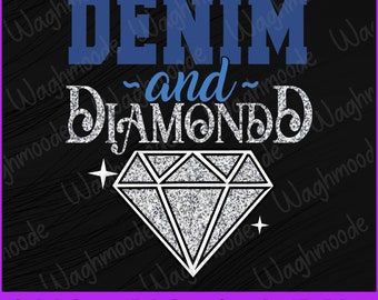 Denim And Diamonds Stylish Blue Denim Svg, Denim And Diamonds Svg, Diamonds And Denim Blue Svg