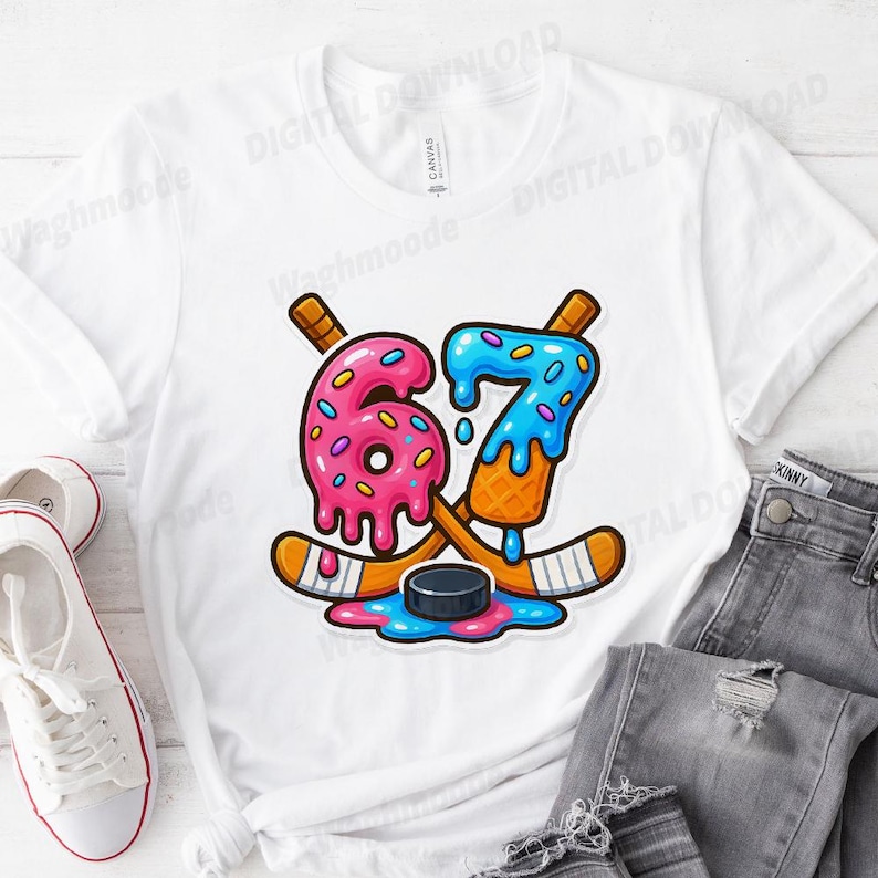Hockey Six Seven Ice Cream Drip Png, Game Day Png, Six Seven Ice Cream ...