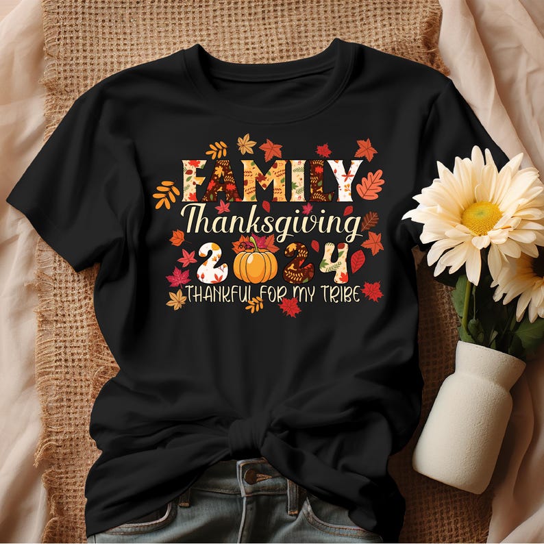 Family Thanksgiving 2024 Thankful For My Tribe Fall Autumn Png, Family