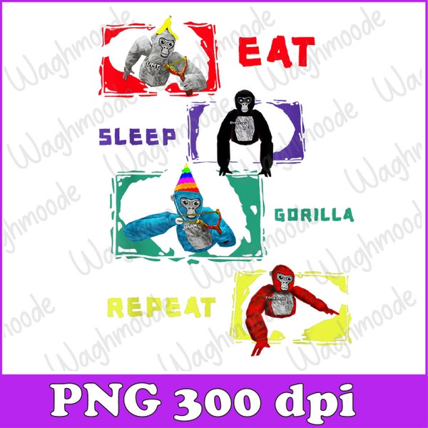 Retro Eat Sleep Goriilla Png, Monke Tag For Kids Png, Adults Teens Png, Angry Goriilla Png, Png Files For Sublimation, Digital Download