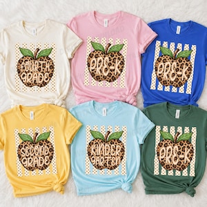 Striped Leopard Apple Back To School Bundle Png, Pre-k First Second Third Fourth Grade Png, First day of School Design Png, Back To School